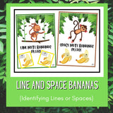 Identifying Line and Space Notes Bundle (No Note Names) | Monkey Themed