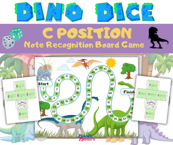 Dino Dice - C Position Note Recogntion Board Game