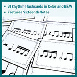 Four Beat Rhythm Music Flashcards Level Three - Sixteenth Notes