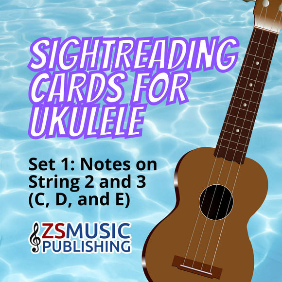 Sightreading Cards for Ukulele Set 1: C-D-E