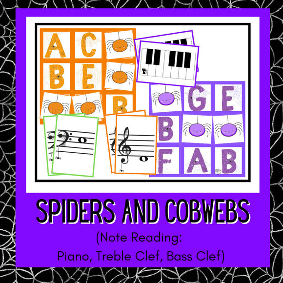 Music Note Spider Spiders and Cobwebs | Note Reading Game – Music Teacher Resources