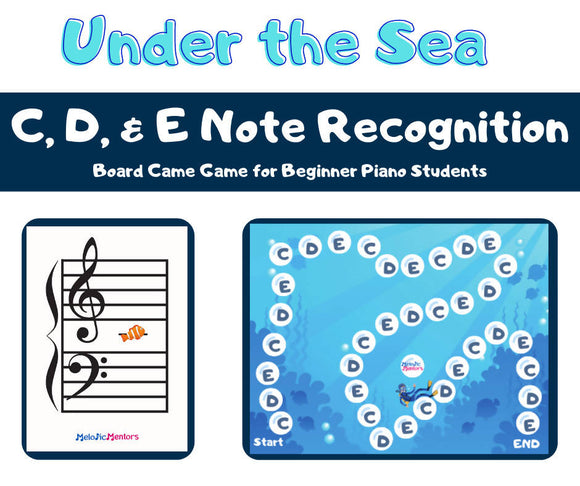 Under The Sea - Middle C, D, E Note Recognition Board Game