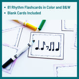 Four Beat Rhythm Music Flashcards Level Five - Dotted Quarter Note and Sixteenth Notes (Groups of Two)