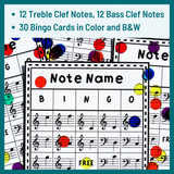 Note Name Bingo: Identify Treble Clef and Bass Clef Pitches